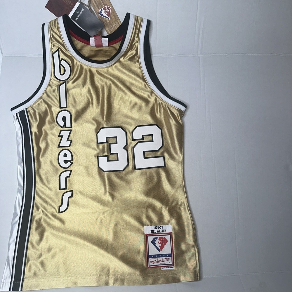 75th Gold Swingman Bill Walton Trail Blazers Jersey NWT Small